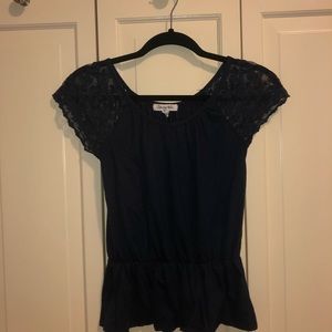 Peplum navy blue top